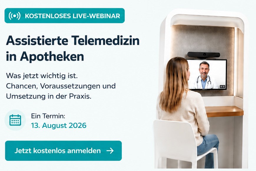 Kostenloses Live-Webinar: Assistierte Telemedizin in Apotheken am 13. August 2026 – jetzt kostenlos anmelden